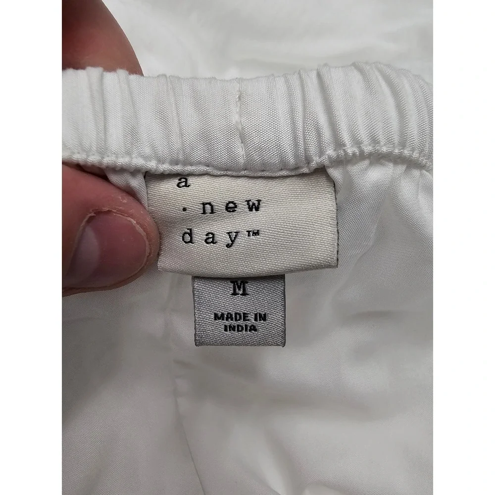 A New Day Womens Tiered Midi Skirt White Rayon Blend Casual Size Medium